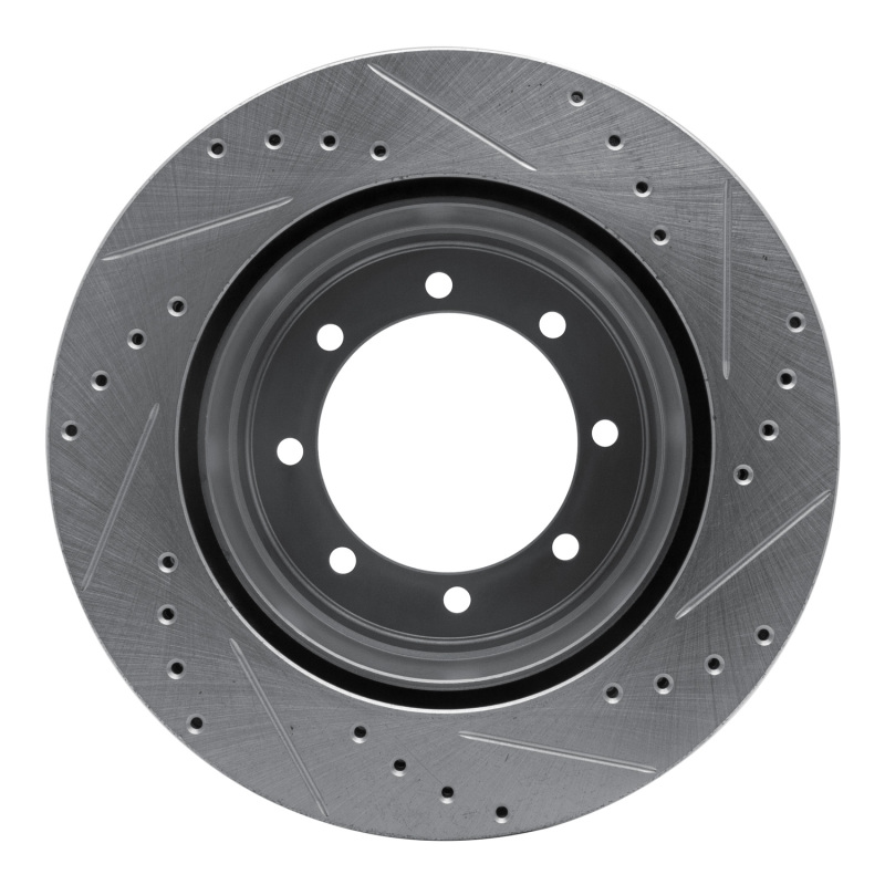 Ford F-350 Super Duty Brake Rotor (1) - Rear Left - R1 Concepts - Drilled & Slotted - Silver - `05-`12